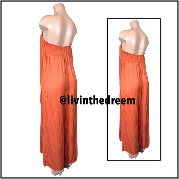 FREE PEOPLE BEACH KIMMIE SHINE STRAPLESS WIDE LEG ONE PIECE JUMPSUIT SZ M $130 - Picture 6 of 15